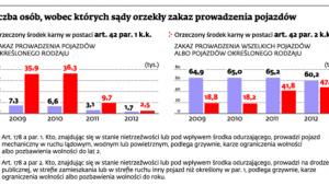 Liczba osób, wobec których sądy orzekły zakaz prowadzenia pojazdów