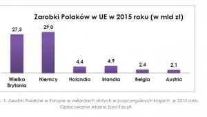Zarobki Polaków w UE w 2015 roku (w mld zł)