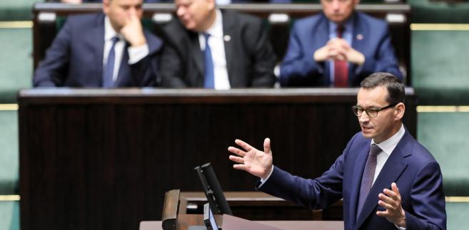 Premier Mateusz Morawiecki przemawia w Sejmie