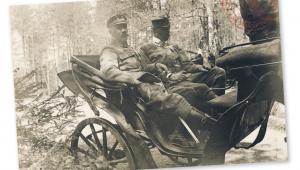 Józef Piłsudski wraca z inspekcji 4. Pułku Piechoty Legionów Polskich, 1915 r.