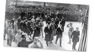 Ignacy Paderewski z drugą misją wojskową gen. Józefa Hallera, Nowy Jork, marzec 1918 r.